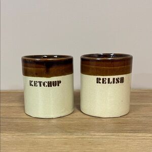 Vintage Tricolour Ketchup and Relish Condiment Jar Set